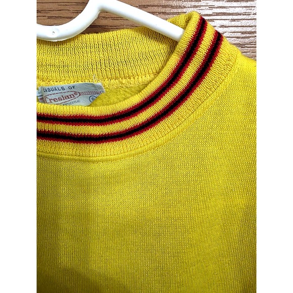 Vintage 60's Raglan Creslan Sunshine Yellow Sweatshirt Small Short Sleeve USA - Picture 2 of 6